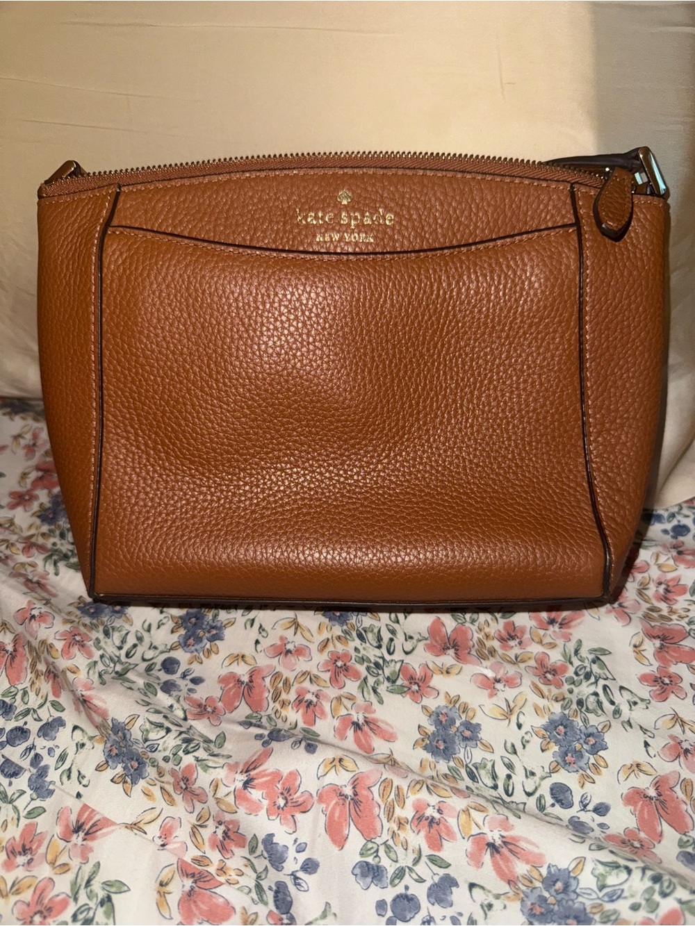 Kate Spade Pebbled Leather Crossbody - Cognac Brown